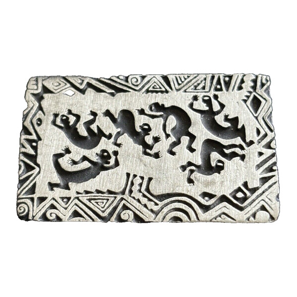 Vintage Pewter Tribal Fetish Brooch Pin by Alice Seely Pewter 1.5" Fetish Style - Picture 3 of 7